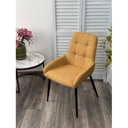 Стул CARACAS Barrel-48 Горчичный, ткань / черный каркас / Товарный знак DISAUR