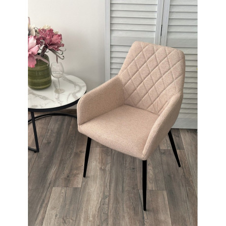 Стул NOVARA Barrel-09 Бежевый, ткань / черный каркас / Товарный знак DISAUR