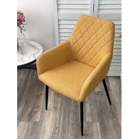 Стул NOVARA Barrel-48 Горчичный, ткань / черный каркас / Товарный знак DISAUR