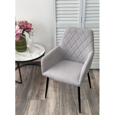 Стул NOVARA Barrel-83 Серый, ткань / черный каркас / Товарный знак DISAUR