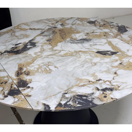 Стол TERAMO 135 GLOSS GRAND JADE SOLID CERAMIC, керамика, поворотн.механизм / Черный каркас, ®DISAUR