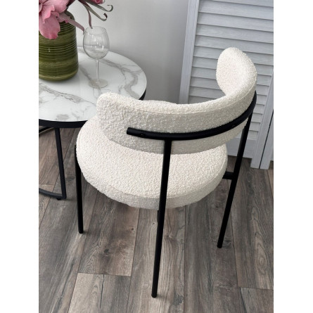 Стул VELA White A2635-1A, букле/ черный каркас, ®DISAUR