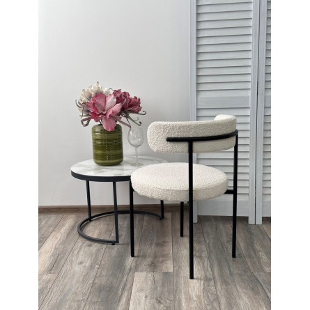 Стул VELA White A2635-1A, букле/ черный каркас, ®DISAUR