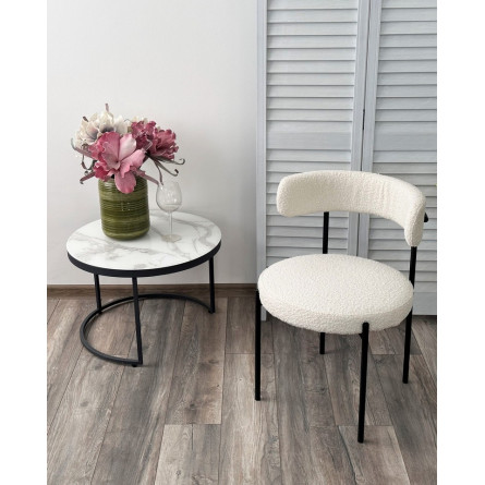 Стул VELA White A2635-1A, букле/ черный каркас, ®DISAUR