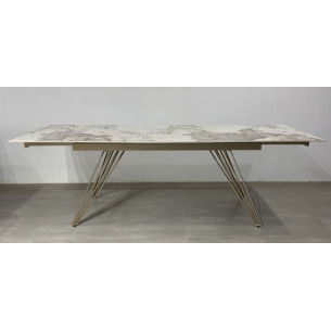 Стол ACERRA NEW 160 GLOSS GRAND JADE SOLID CERAMIC/ каркас цвета шампань