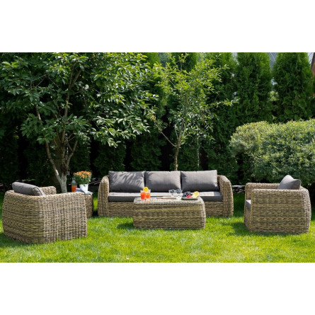 "Кальяри" диван из искусственного ротанга (гиацинт) трехместный, цвет соломенный