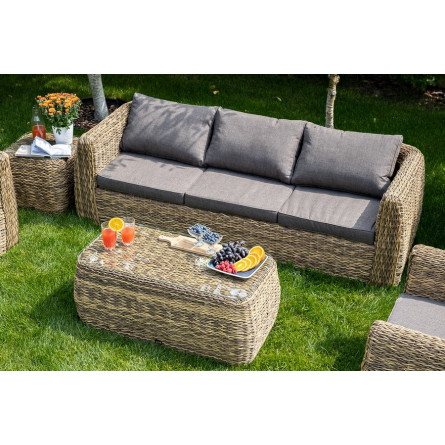 "Кальяри" диван из искусственного ротанга (гиацинт) трехместный, цвет соломенный