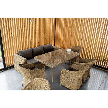 "Кальяри" диван из искусственного ротанга (гиацинт) трехместный, цвет соломенный