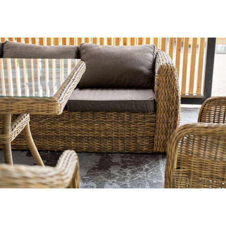 "Кальяри" диван из искусственного ротанга (гиацинт) трехместный, цвет соломенный