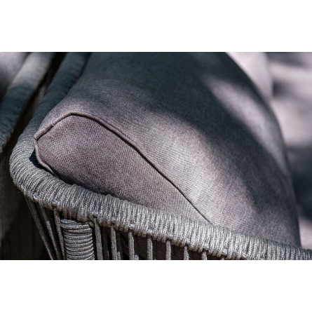 "Канны" диван 2-местный плетеный из роупа, каркас алюминий темно-серый (RAL7024) шагрень, роуп темно-серый круглый, ткань темно-