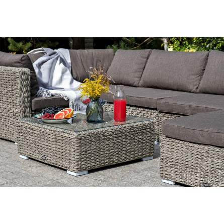 "Лунго" трансформирующийся диван из искусственного ротанга (гиацинт), цвет серый