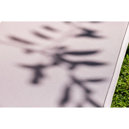 "Канны" диван 3-местный плетеный из роупа, каркас алюминий белый шагрень, роуп светло-серый круглый, ткань серая