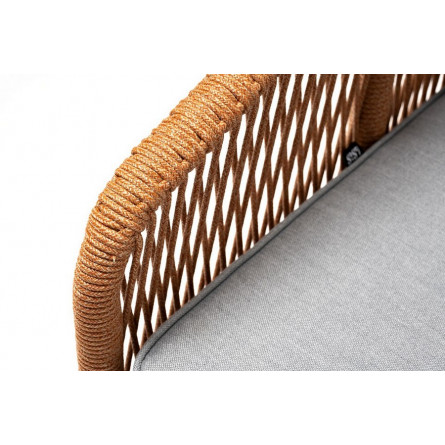 "Канны" кресло плетеное из роупа, каркас алюминий светло-серый (RAL7035) шагрень, роуп оранжевый меланж круглый, ткань светло-се