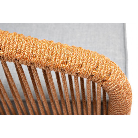 "Канны" кресло плетеное из роупа, каркас алюминий светло-серый (RAL7035) шагрень, роуп оранжевый меланж круглый, ткань светло-се