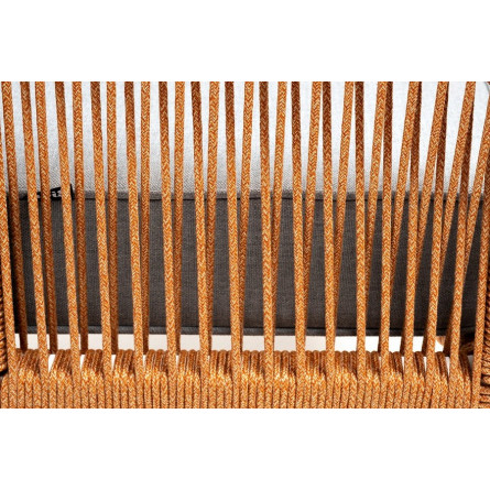 "Канны" кресло плетеное из роупа, каркас алюминий светло-серый (RAL7035) шагрень, роуп оранжевый меланж круглый, ткань светло-се