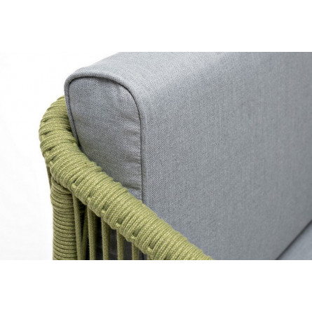 "Канны" кресло плетеное из роупа, каркас алюминий светло-серый (RAL7035) шагрень, роуп салатовый меланж круглый, ткань светло-се