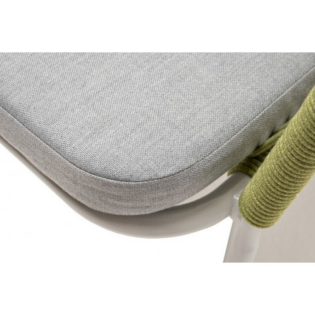 "Марсель" стул плетеный из роупа, каркас алюминий светло-серый (RAL7035) шагрень, роуп салатовый меланж круглый, ткань светло-се