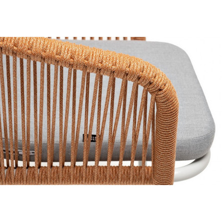 "Марсель" стул плетеный из роупа, каркас алюминий светло-серый (RAL7035) шагрень, роуп оранжевый меланж круглый, ткань светло-се