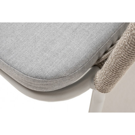 "Марсель" стул плетеный из роупа, каркас алюминий светло-серый (RAL7035) шагрень, роуп серый меланж круглый, ткань светло-серая