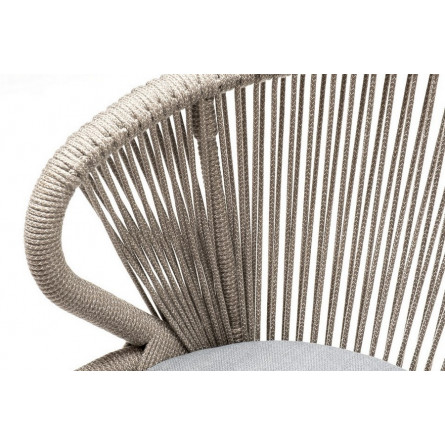 "Милан" стул плетеный из роупа, каркас алюминий светло-серый (RAL7035) шагрень, роуп серый меланж круглый, ткань светло-серая