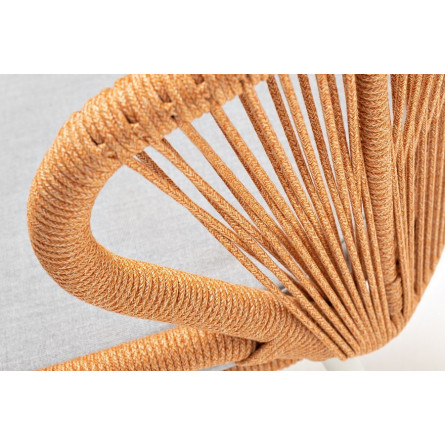 "Милан" стул плетеный из роупа, каркас алюминий светло-серый (RAL7035) шагрень, роуп оранжевый меланж круглый, ткань светло-сера