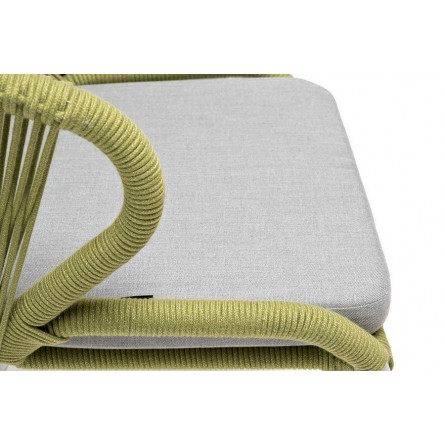 "Милан" стул плетеный из роупа, каркас алюминий светло-серый (RAL7035) шагрень, роуп салатовый меланж круглый, ткань светло-сера