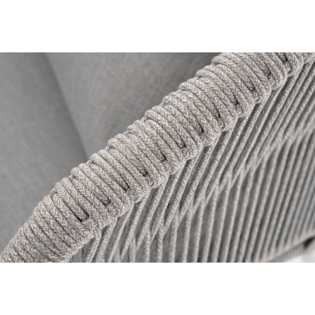 "Милан" диван 2-местный плетеный из роупа, каркас алюминий светло-серый (RAL7035) шагрень, роуп серый меланж круглый, ткань свет