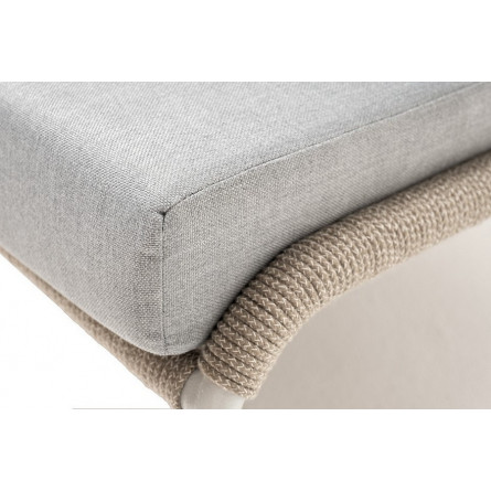 "Милан" кресло плетеное из роупа, каркас алюминий светло-серый (RAL7035) шагрень, роуп серый меланж круглый, ткань светло-серая