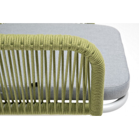 "Лион" стул плетеный из роупа, каркас из стали светло-серый (RAL7035) шагрень, роуп салатовый меланж круглый, ткань светло-серая