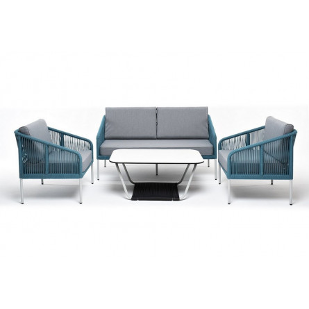 лаунж-зона 4-местная из роупа со столом "Глория" (молочный)