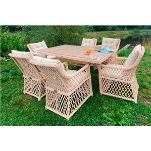 Комплект мебели MOKKA VILLA ROSA (стол обеденный прямоугольный, 6 кресел)