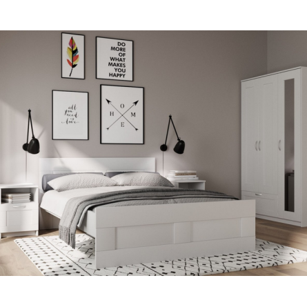 Шкаф СИРИУС трехдверный с выдвижным ящиком, ДСП, цвет белый