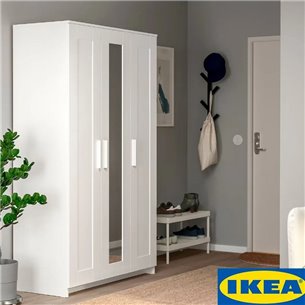 BRIMNES БРИМНЭС, Шкаф платяной 3-дверный, белый ИКЕА