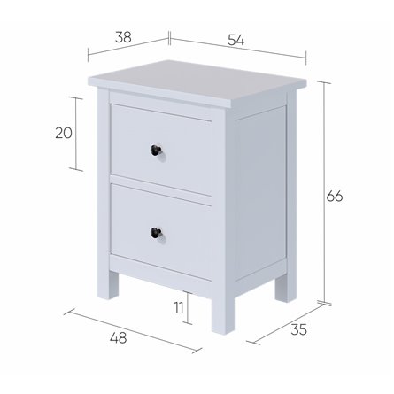 Тумба прикроватная с 2 ящиками ХЕМНЭС белый ИКЕА