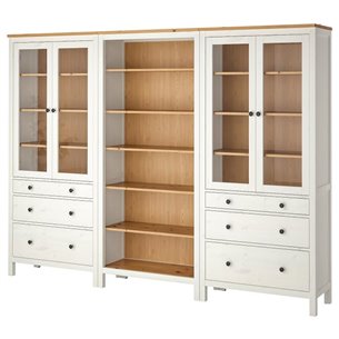 HEMNES ХЕМНЭС, Комб для хран с дверц/ящ, белая морилка/светло-коричневый