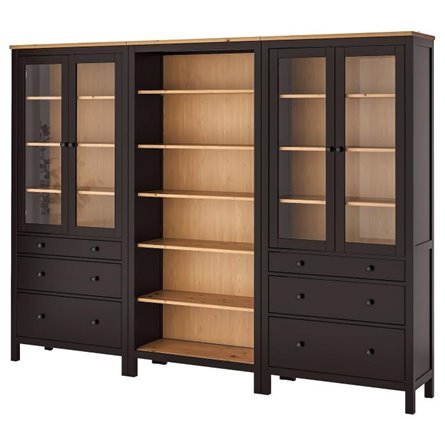 HEMNES ХЕМНЭС, Комб для хран с дверц/ящ, черно-коричневый/светло-коричневый