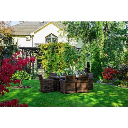 Обеденный комплект FIONA из искусственного ротанга в коричневом цвете