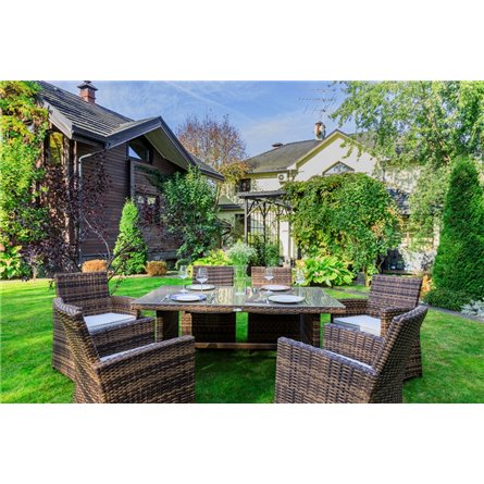 Обеденный комплект FIONA из искусственного ротанга в коричневом цвете