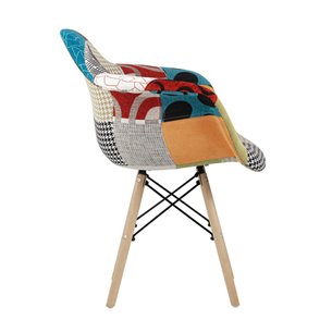Eames DSW обивка тканевая в стиле пэчворк, ножки из массива бука