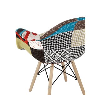 Eames DSW обивка тканевая в стиле пэчворк, ножки из массива бука