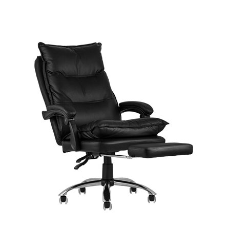 TopChairs Alpha офисное черное, обивка из качественной экокожи, механизм качания "Мультиблок"