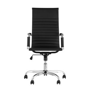 City офисное с подлокотниками черное экокожа хром, наклон, качание