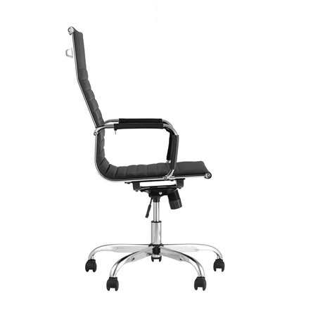 City офисное с подлокотниками черное экокожа хром, наклон, качание