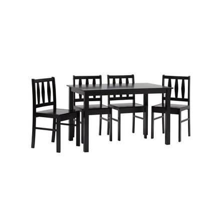 INGRID из стола и четырех стульев деревянные, ножки стола и каркас стульев из массива гевеи