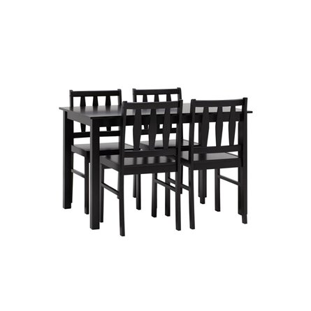 INGRID из стола и четырех стульев деревянные, ножки стола и каркас стульев из массива гевеи