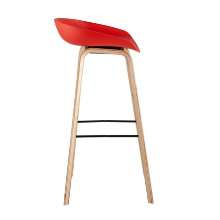 Libra красный, пластиковое сиденье, ножки под дерево