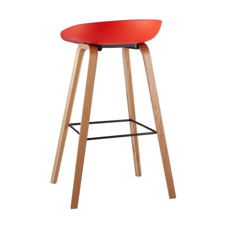 Libra красный, пластиковое сиденье, ножки под дерево