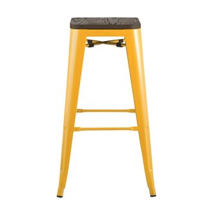 Tolix WOOD желтый, металл с порошковым покрытием, дерево, металл