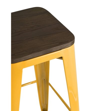 Tolix WOOD желтый, металл с порошковым покрытием, дерево, металл