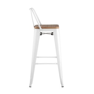 Tolix WOOD со спинкой белый глянцевый, металл, дерево